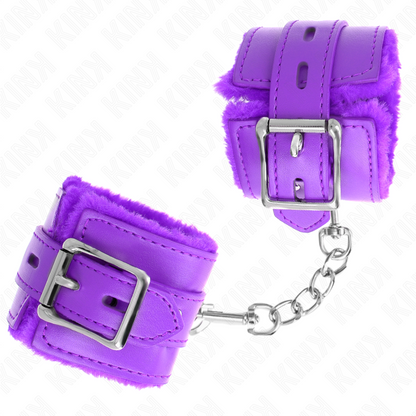 Polsini imbottiti in pelliccia con fori quadri viola e cintura viola regolabile 17-29 cm x 6 cm di Kink, immagine 3