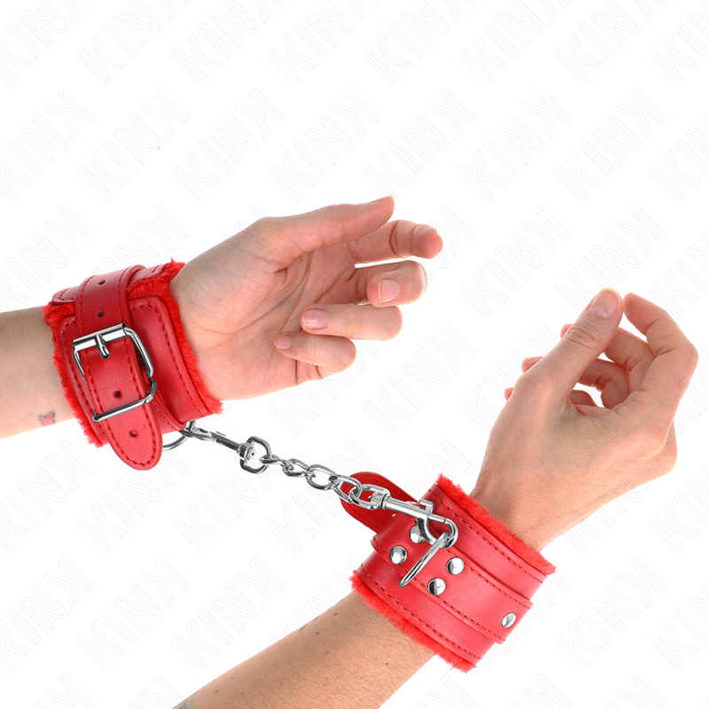Resistenza da polso imbottita in pelliccia rosso con cintura rossa regolabile 17-29 cm x 6 cm di Kink