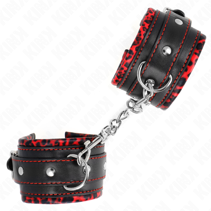 Manette e restrizioni Poggipolsi imbottiti in pelliccia Rosso/nero regolabile 17-29 cm x 6 cm di Kink, immagine 3