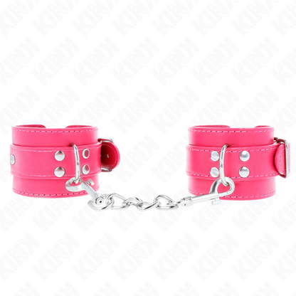 Manette e restrizioni tenuta da polso rosa lampone con fodera rosa lampone regolabile 20-28 cm x 5,5 cm, immagine 2