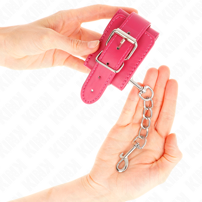 Manette e restrizioni tenuta da polso rosa lampone con fodera rosa lampone regolabile 20-28 cm x 5,5 cm, immagine 4