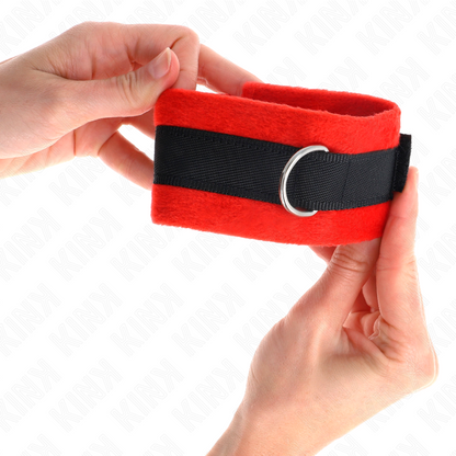 Polsini in pelliccia per principianti Nero-rosso 30 x 7 cm di Kink, immagine 4