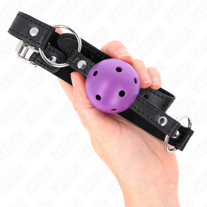 Palla dura cava viola 4.5 cm bavaglio 63.5 x 2 cm di Kink, immagine 4