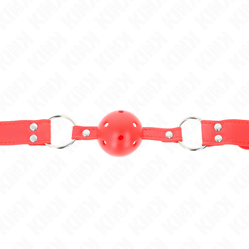 Completo Ball gag rosso cavo duro 62 x 2 cm di Kink, immagine 3