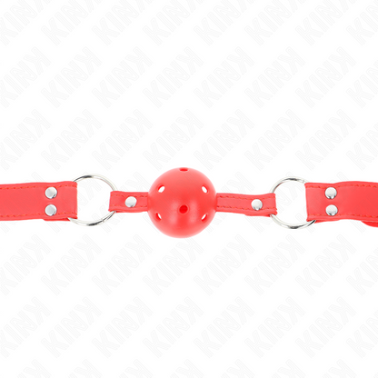 Completo Ball gag rosso cavo duro 62 x 2 cm di Kink, immagine 3