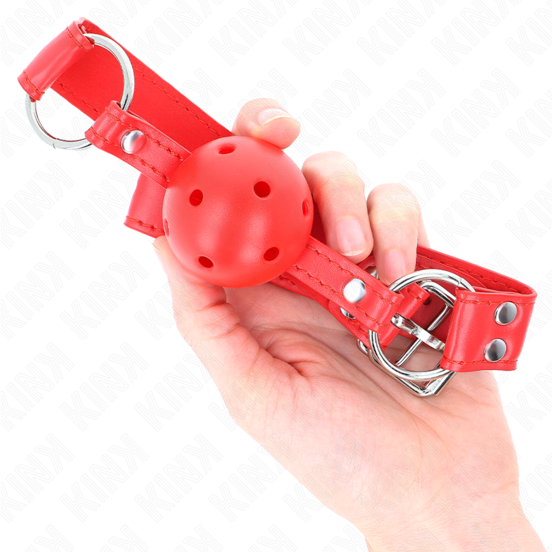 Completo Ball gag rosso cavo duro 62 x 2 cm di Kink, immagine 4
