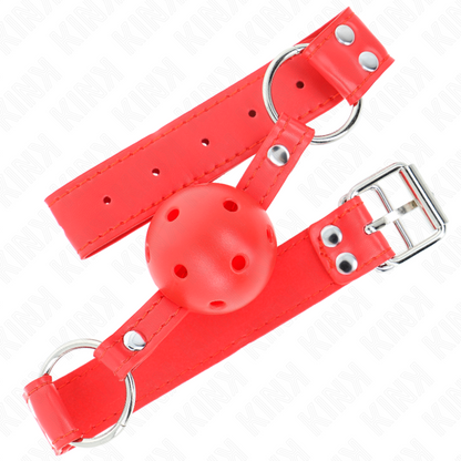 Completo Ball gag rosso cavo duro 62 x 2 cm di Kink, immagine 2