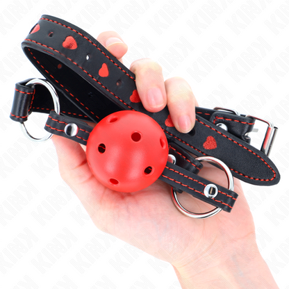 Bavaglio ball hollow hard rosso modello 2 65 x 2,5 cm di Kink, immagine 4