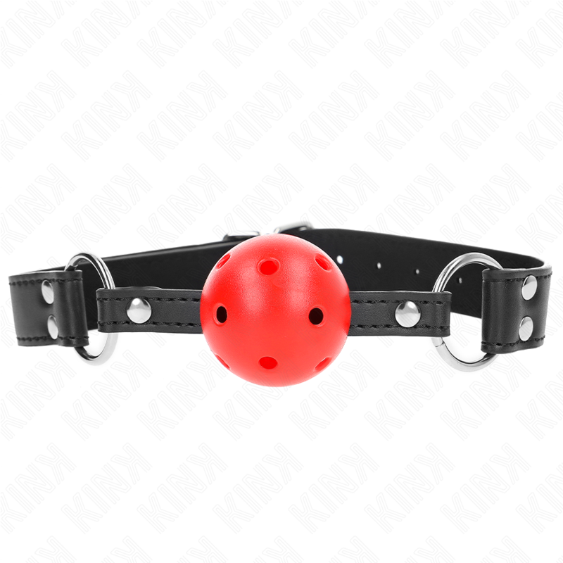 Bavaglio sfera traspirante 4 cm con doppio Rivetto in cuoio 62,5 x 2,5 cm regolabile 42-58 cm di Kink