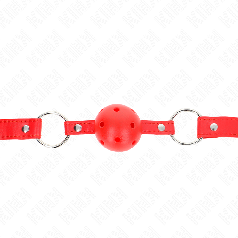 Bavaglio sfera traspirante 4 cm con doppio Rivetto modello 1 rosso 62,5 x 2,5 cm regolabile 42-58 cm di Kink