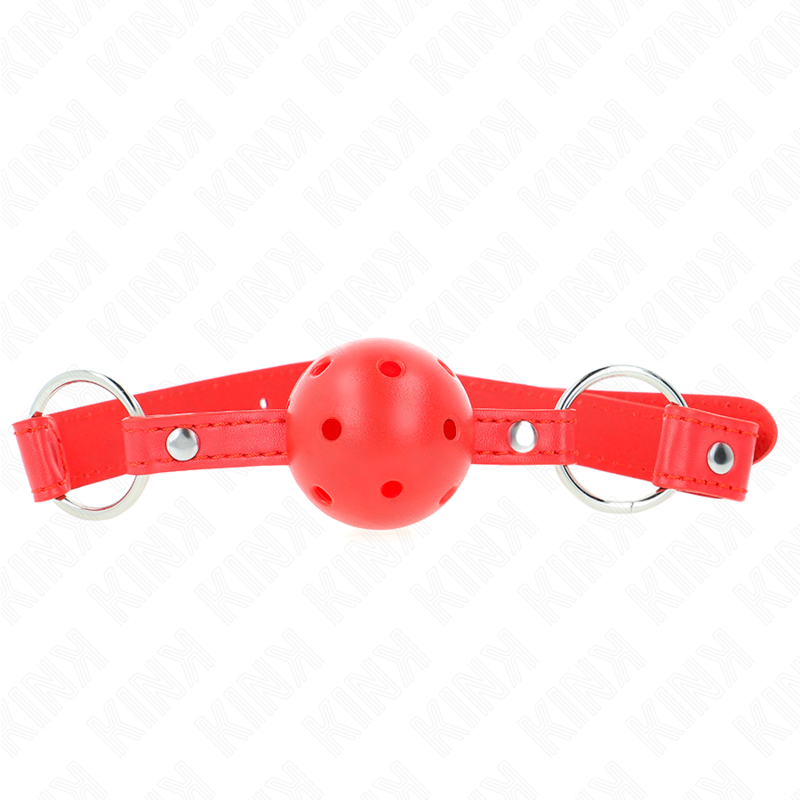 Bavaglio sfera traspirante 4 cm con doppio Rivetto modello 1 rosso 62,5 x 2,5 cm regolabile 42-58 cm di Kink, immagine 3