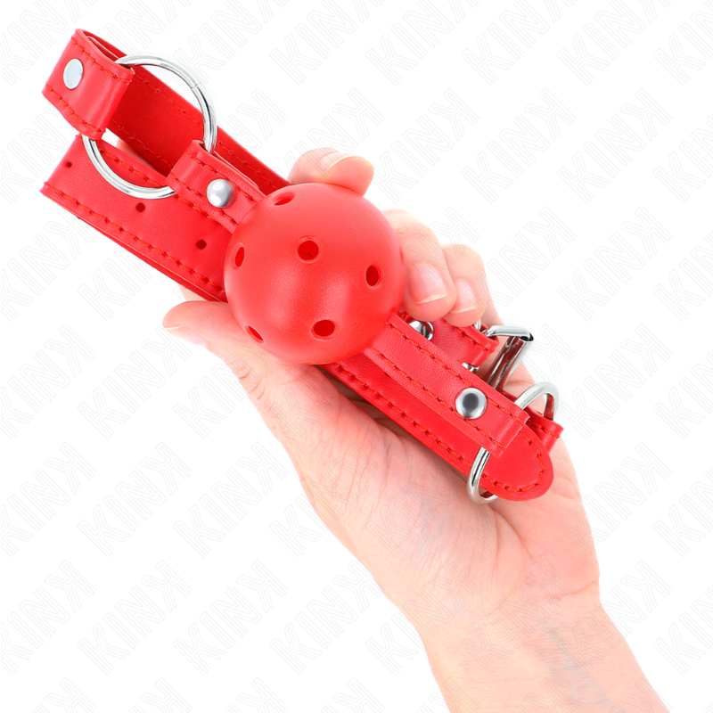 Bavaglio sfera traspirante 4 cm con doppio Rivetto modello 1 rosso 62,5 x 2,5 cm regolabile 42-58 cm di Kink, immagine 4