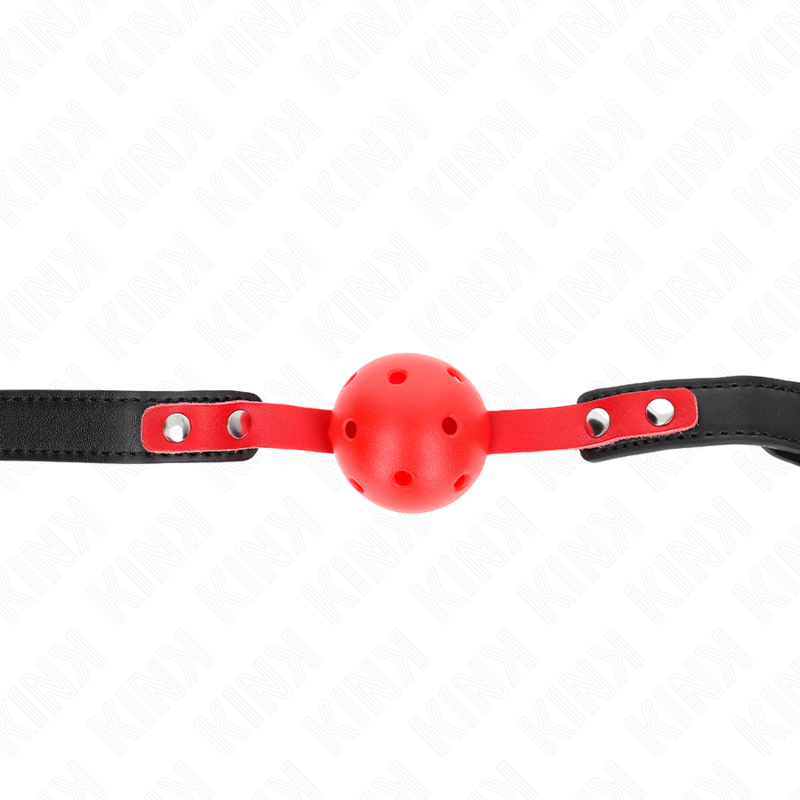 Palla dura cava rossa 4 cm gag nero cinturino 60 x 2 cm regolabile 37-52 cm di Kink