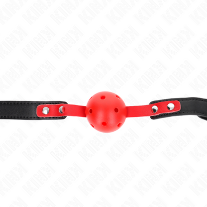 Palla dura cava rossa 4 cm gag nero cinturino 60 x 2 cm regolabile 37-52 cm di Kink