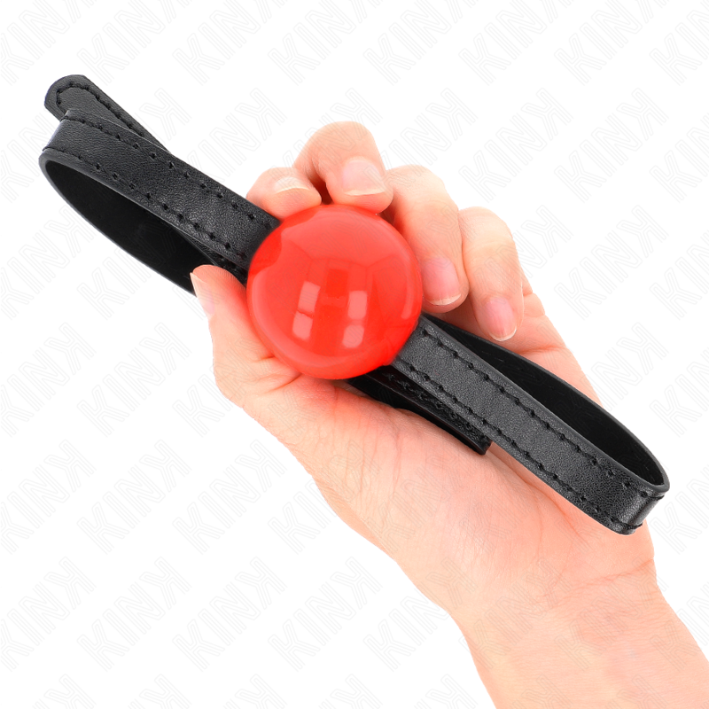 Bavaglio palla singola rossa 4 cm 65 x 1,5 cm di Kink, immagine 4