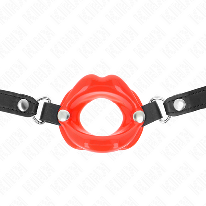 Bavaglio Lip 8 cm con cinturino in similpelle rosso 63 x 2 cm regolabile 39-58 cm di Kink, immagine 3