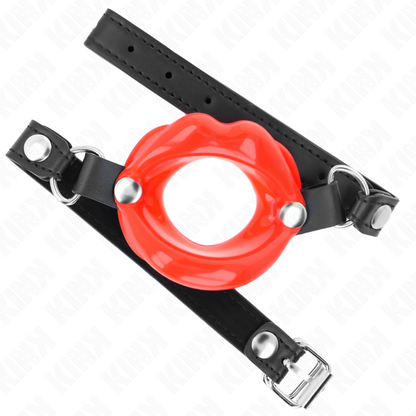 Bavaglio Lip 8 cm con cinturino in similpelle rosso 63 x 2 cm regolabile 39-58 cm di Kink, immagine 2