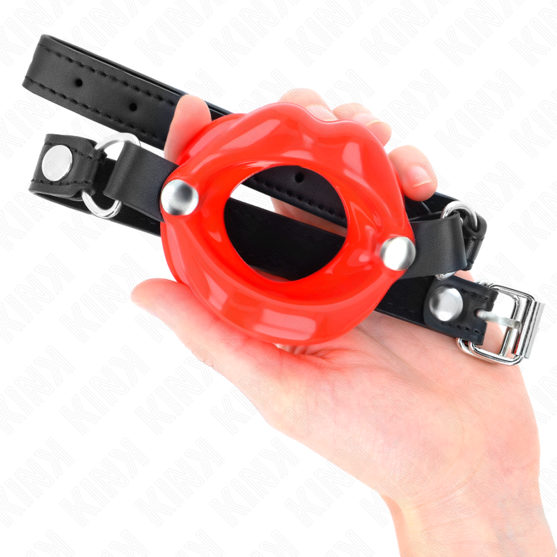 Bavaglio Lip 8 cm con cinturino in similpelle rosso 63 x 2 cm regolabile 39-58 cm di Kink, immagine 4