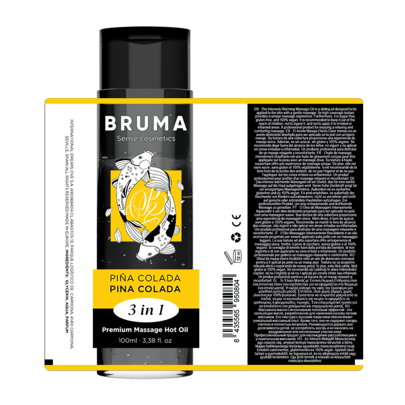 Olio da massaggio premium effetto calore sapore pina colada 3 in 1 - 100 ml di Bruma, immagine 5