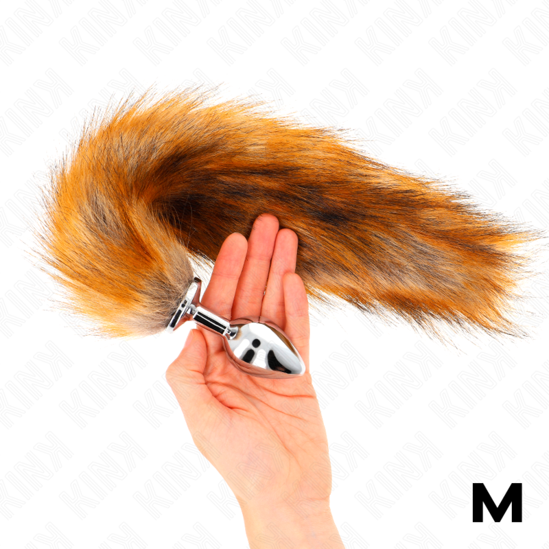 Plug anale misura M 8 x 3,5 cm con coda sintetica 40 cm marrone di Kink