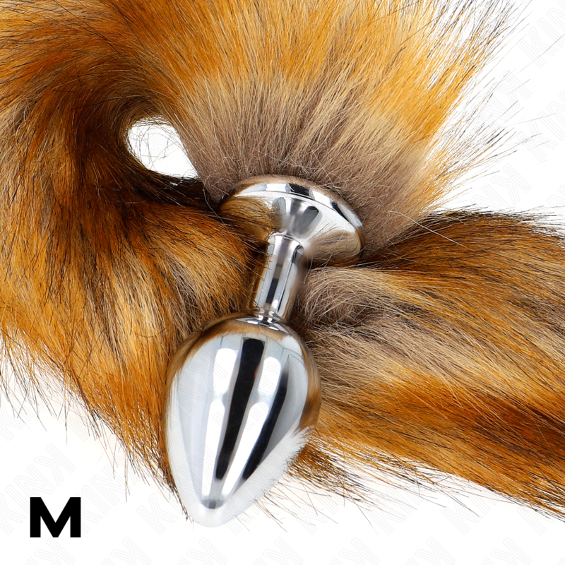 Plug anale misura M 8 x 3,5 cm con coda sintetica 40 cm marrone di Kink, immagine 4