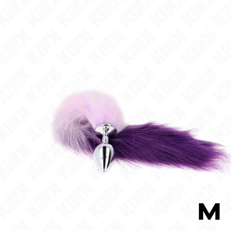 Plug anale misura M 8 x 3,5 cm con coda sintetica 40 cm viola di Kink, immagine 2