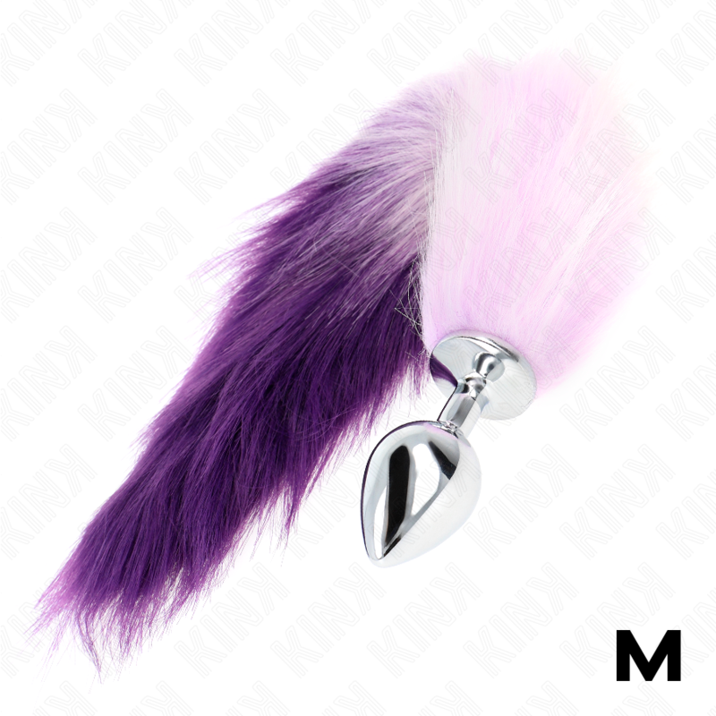 Plug anale misura M 8 x 3,5 cm con coda sintetica 40 cm viola di Kink, immagine 3