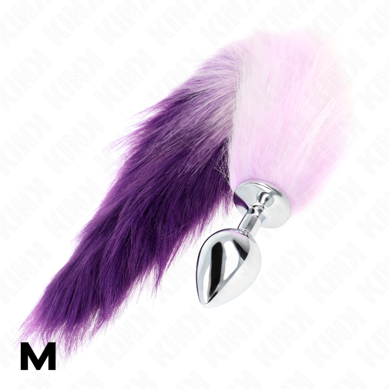 Plug anale misura M 8 x 3,5 cm con coda sintetica 40 cm viola di Kink, immagine 4