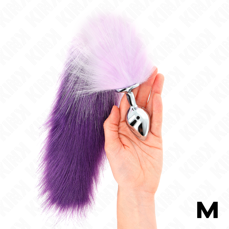 Plug anale misura M 8 x 3,5 cm con coda sintetica 40 cm viola di Kink