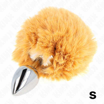 Spina in acciaio inossidabile 7 x 3 cm con coda di coniglio in Ecopelliccia beige 8 cm di Kink, immagine 3