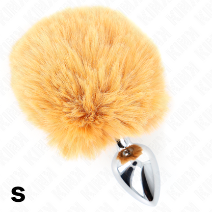 Spina in acciaio inossidabile 7 x 3 cm con coda di coniglio in Ecopelliccia beige 8 cm di Kink, immagine 4