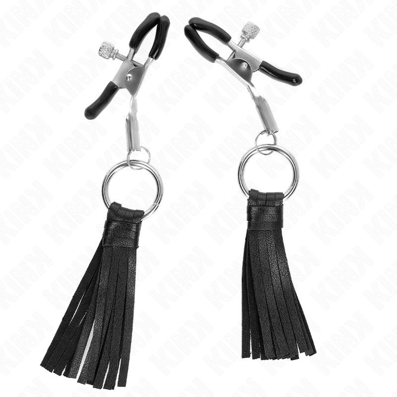 Morsetti per capezzoli in similpelle con Nappine 6 cm di Kink, immagine 3