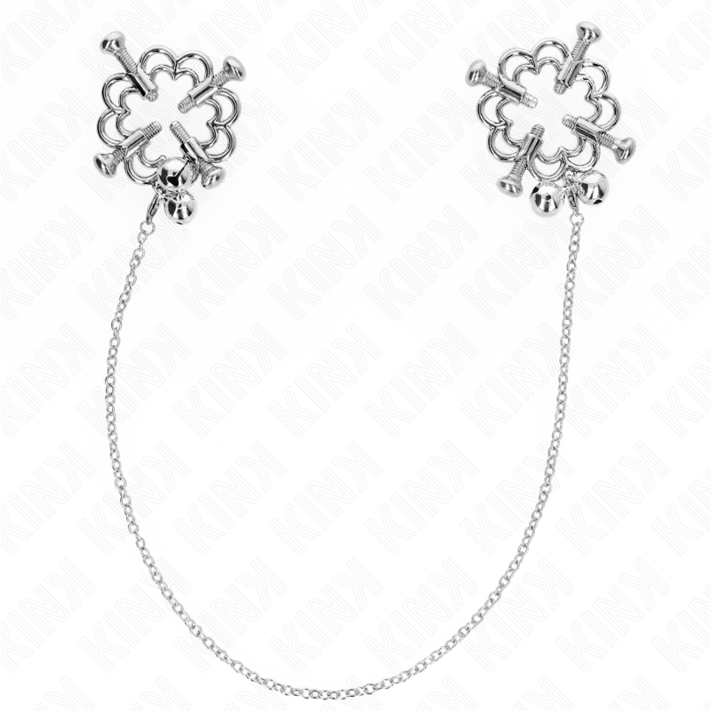 Pinze per capezzoli a fiore in metallo con catena di Kink, immagine 2