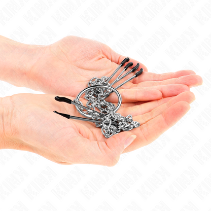 Pinze per capezzoli tripli e clit con catena modello 1 di Kink, immagine 4