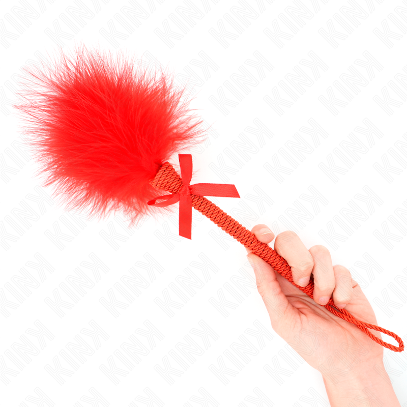 Bacchetta in corda di nylon con piume Tickle e fiocco rosso 25 cm di Kink