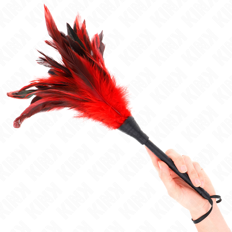 Piume di Pollo Sollegato a forma di Corno rosso 36 cm di Kink