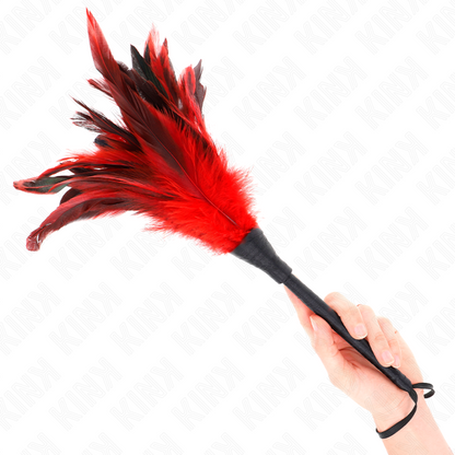 Piume di Pollo Sollegato a forma di Corno rosso 36 cm di Kink