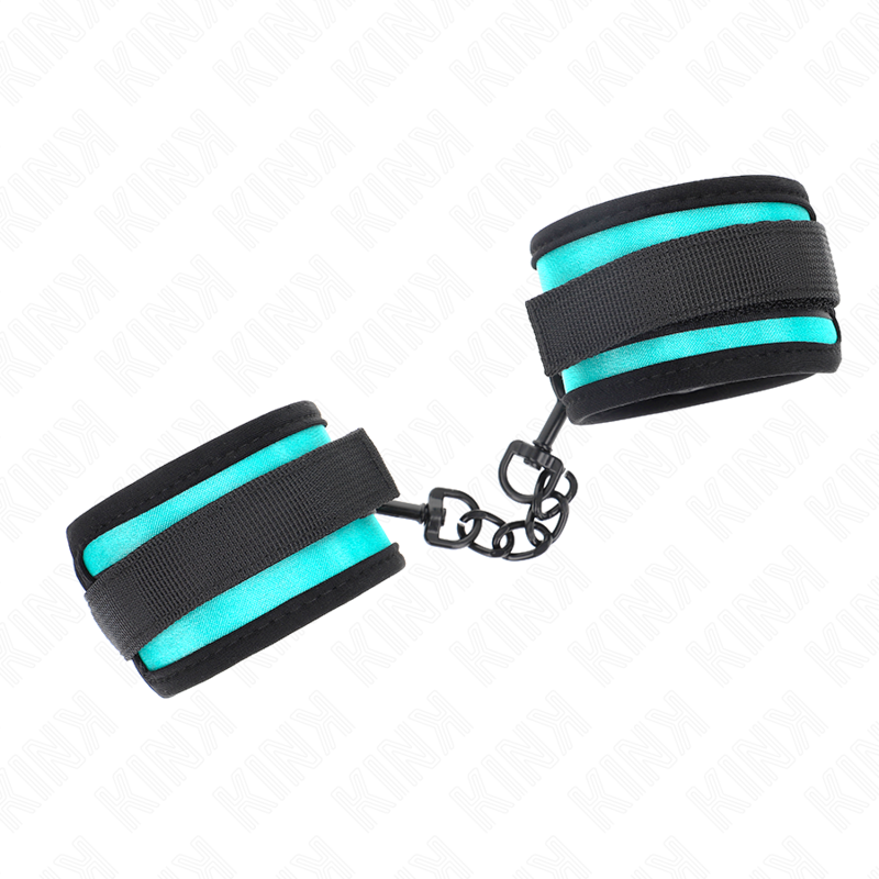 Manette e restrizioni tenuta da polso in nylon con gancio e loop Nero-blu regolabile 18-32 cm x 5 cm di Kink, immagine 3