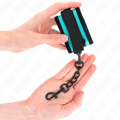 Manette e restrizioni tenuta da polso in nylon con gancio e loop Nero-blu regolabile 18-32 cm x 5 cm di Kink, immagine 4