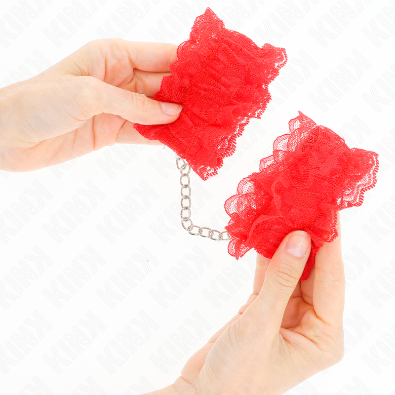 Cinturino da polso elastico in pizzo rosso di Kink, immagine 4