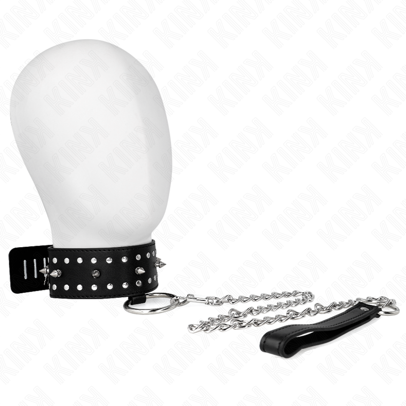 Collana con guinzaglio 65 cm con borchie in argento modello 1 regolabile 36-43 cm x 5 cm di Kink