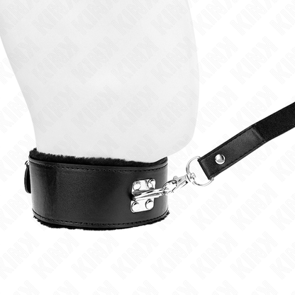 Collana con guinzaglio 116 cm con borchie in argento modello 4 nero regolabile 40-48 cm x 6 cm di Kink, immagine 3