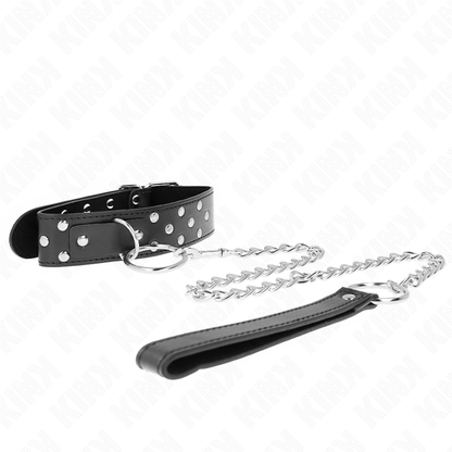 Collana con cinturino ad anello Rivetto con cintura 65 cm nero regolabile 36-50 cm x 3,8 cm di Kink, immagine 3