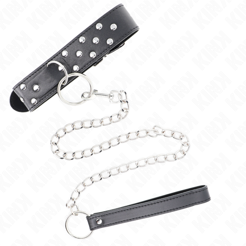 Collana con cinturino ad anello Rivetto con cintura 65 cm nero regolabile 36-50 cm x 3,8 cm di Kink, immagine 2