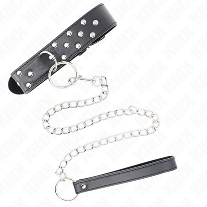 Collana con cinturino ad anello Rivetto con cintura 65 cm nero regolabile 36-50 cm x 3,8 cm di Kink, immagine 2