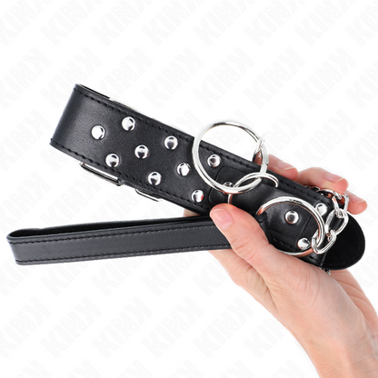 Collana con cinturino ad anello Rivetto con cintura 65 cm nero regolabile 36-50 cm x 3,8 cm di Kink, immagine 5