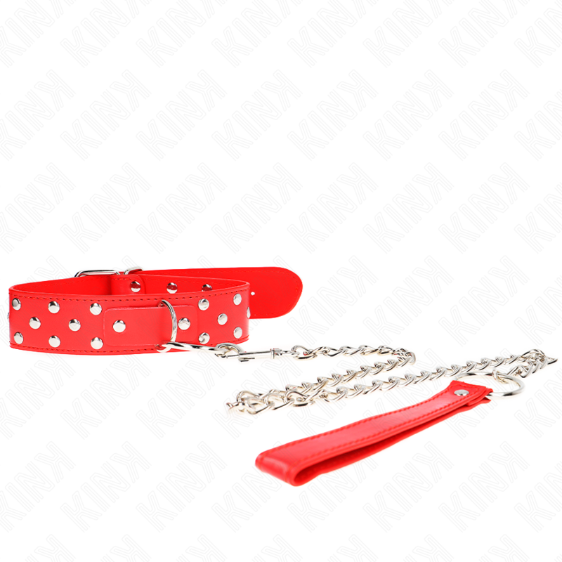 Collana con cinturino ad anello Rivetto con cintura 65 cm rosso regolabile 36-50 cm x 3,8 cm di Kink, immagine 5