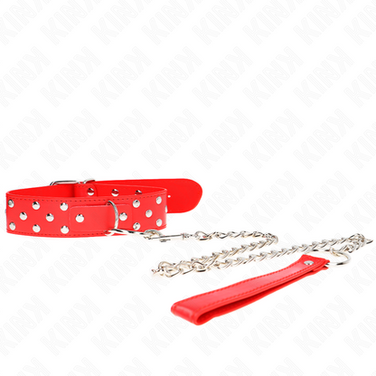 Collana con cinturino ad anello Rivetto con cintura 65 cm rosso regolabile 36-50 cm x 3,8 cm di Kink, immagine 5