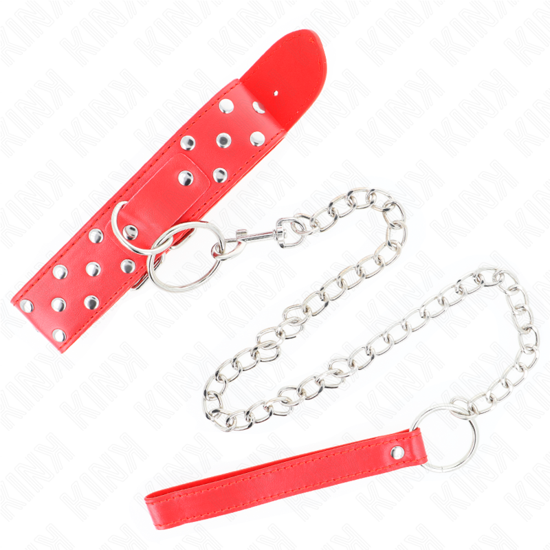 Collana con cinturino ad anello Rivetto con cintura 65 cm rosso regolabile 36-50 cm x 3,8 cm di Kink, immagine 2