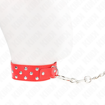 Collana con cinturino ad anello Rivetto con cintura 65 cm rosso regolabile 36-50 cm x 3,8 cm di Kink, immagine 4